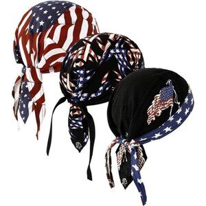 NEW 3 Pcs Skull Cap Biker Du Rags